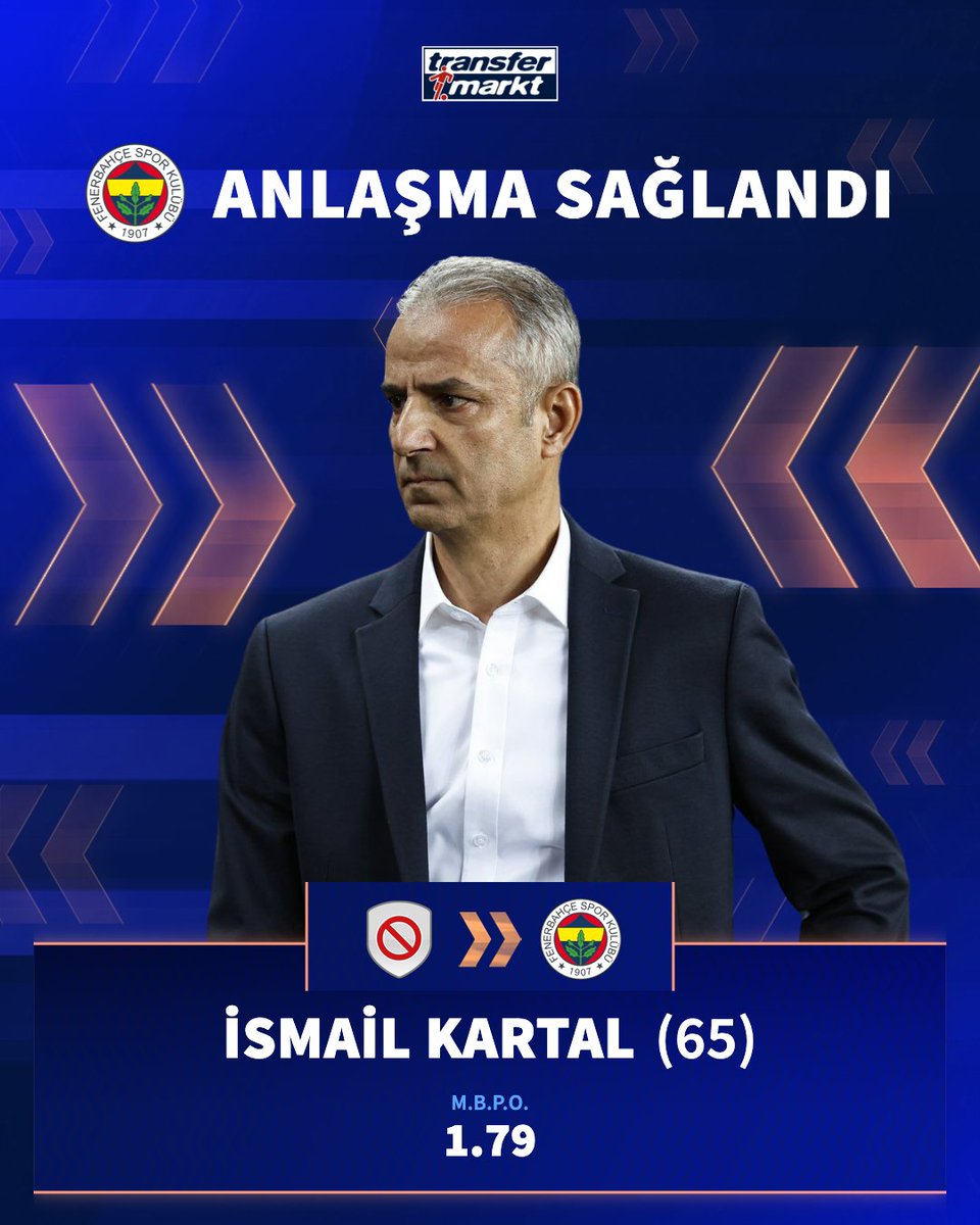 🤝 İsmail Kartal, Fenerbahçe'nin yeni teknik direktörü oldu!
