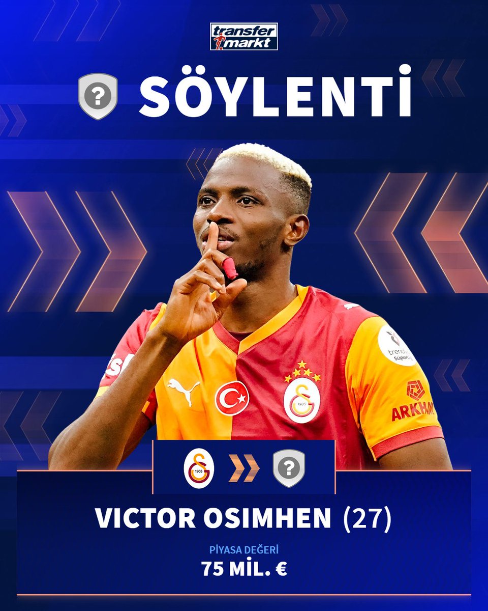 🟡🔴 Galatasaray’a Victor Osimhen için 125 M €’luk teklif geldi.