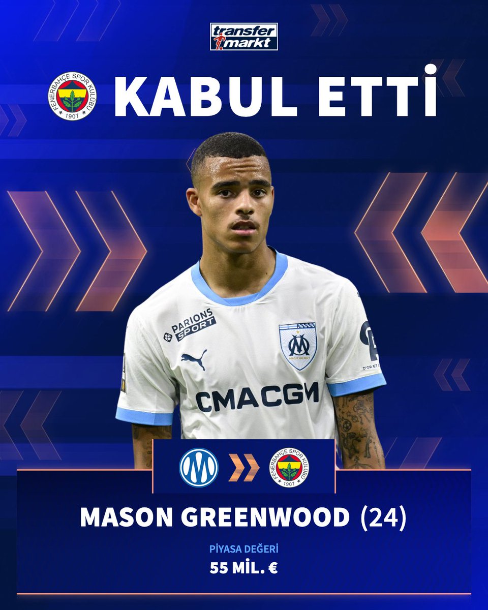 🤝 Fenerbahçe, Mason Greenwood ile kişisel şartlarda anlaşma sağladı!