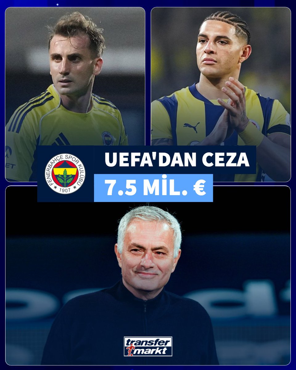 🚨 UEFA CFCB Kurulu; Jose Mourinho, Diego Carlos ve Kerem Aktürkoğlu transferindeki sözleşme usulsüzlüğü nedeniyle 7.5 milyon € ceza verdi!