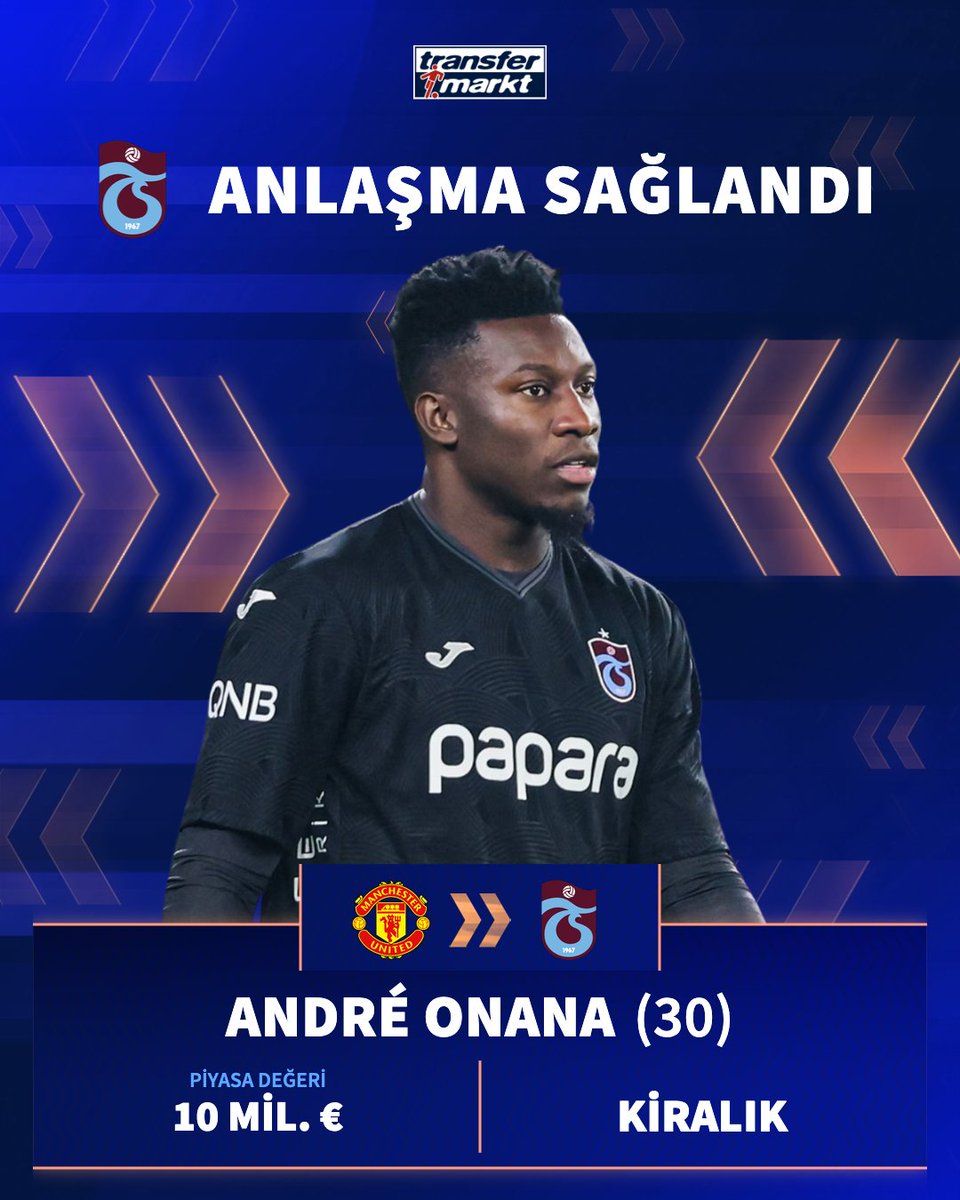 🤝 Trabzonspor ve Manchester United, Andre Onana'nın kiralık transferi için anlaşmaya vardı!