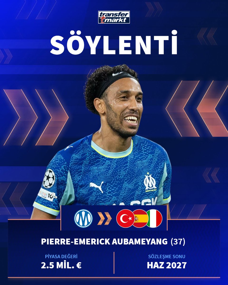 ⏳ Pierre-Emerick Aubameyang'ın Marsilya macerası sona erebilir.