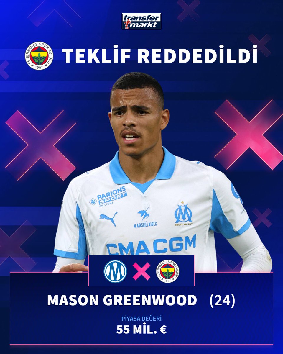 🚨 Fenerbahçe, Mason Greenwood için Marsilya'ya resmi yazılı teklif yaptı.