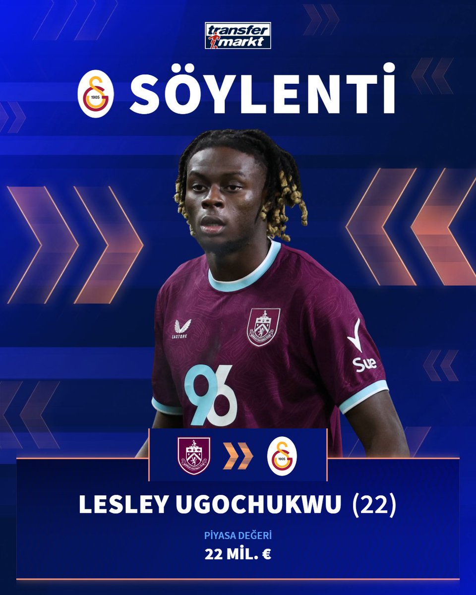 🦁 Galatasaray, Burnley forması giyen Lesley Ugochukwu için zorunlu satın alma opsiyonlu kiralama teklifi yaptı!