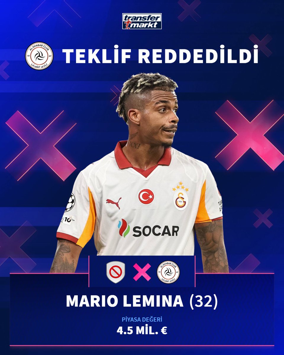 ❌ Mario Lemina, Al Shabab'dan gelen yıllık yaklaşık 4.3 milyon €'luk  teklifi geri çevirdi!