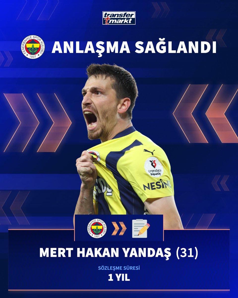 🤝 Fenerbahçe, Mert Hakan Yandaş ile 1 sezonluk yeni sözleşme imzalayacak!