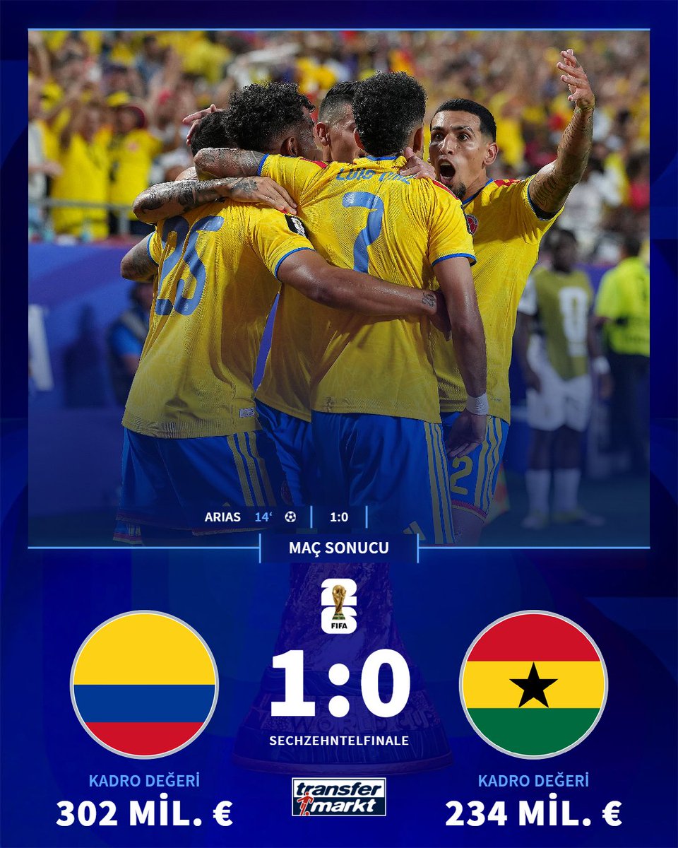 🏆Kolombiya, Gana'yı tek golle geçti!