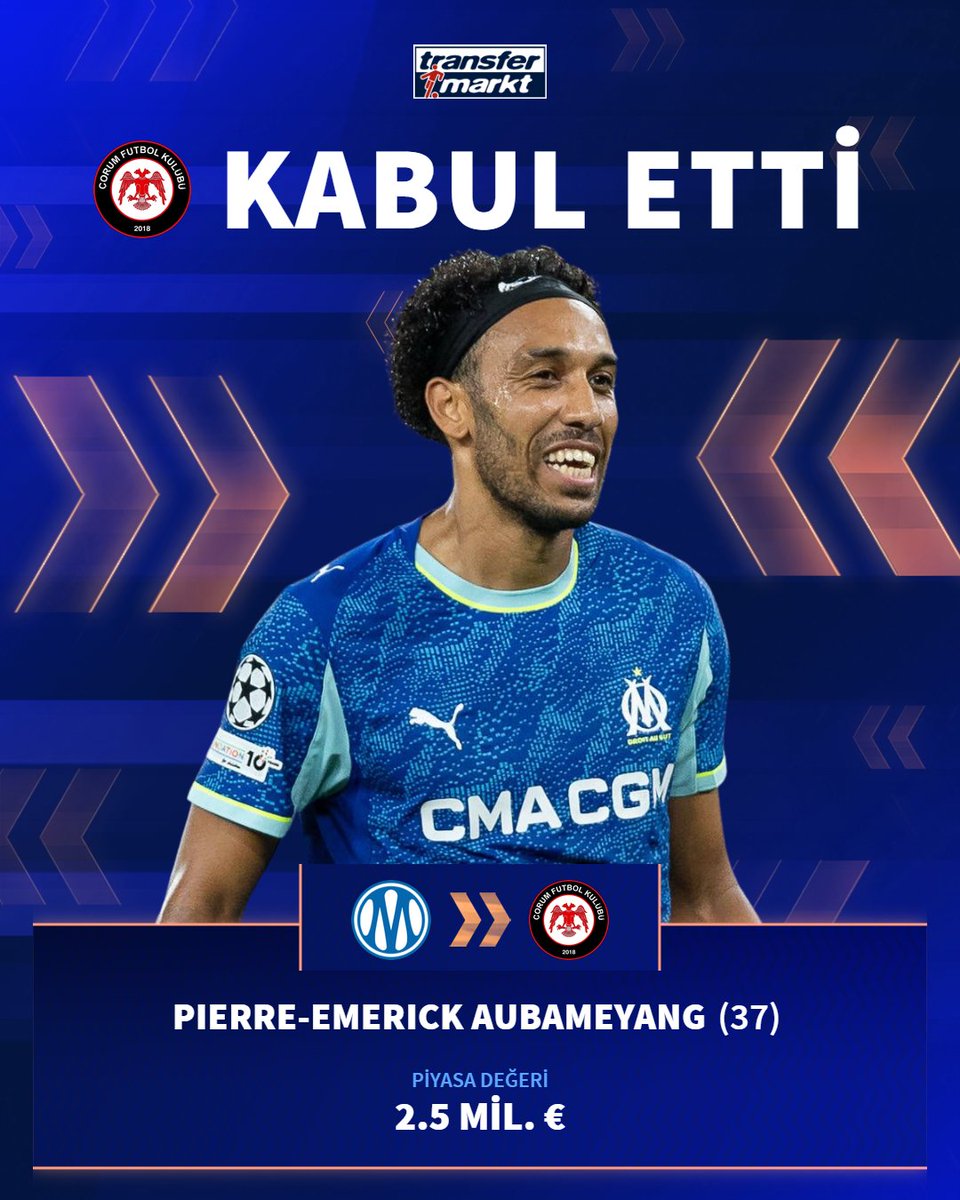 🤝 Çorum FK, Pierre-Emerick Aubameyang ile kişisel şartlarda anlaşma sağladı!