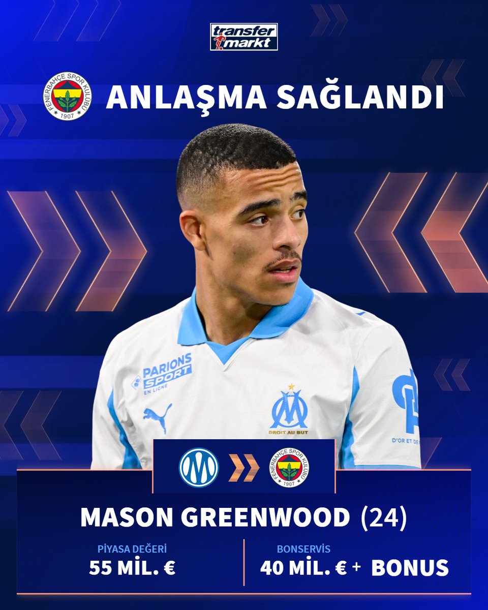 🤝 Fenerbahçe, Mason Greenwood transferi için Marsilya ile 40 milyon € + bonuslar karşılığında anlaşma sağladı!