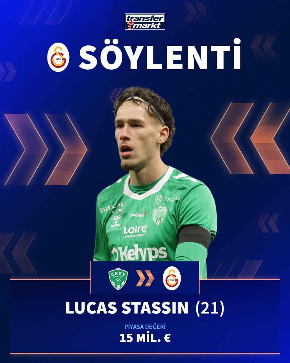 🟡🔴 Yabancı santrafor takviyesi yapmayı düşünen Galatasaray, St. Etienne forması giyen Lucas Stassin'i de gündemine aldı.