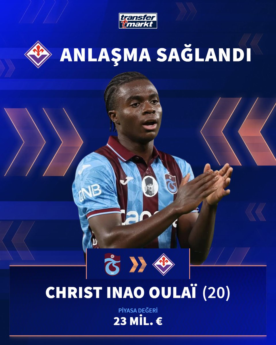 🤝 Trabzonspor, Christ Inao Oulaï için Fiorentina ile anlaşma sağladı.